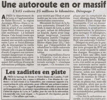 Autoroute A45 Canard enchaîné