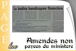 Amendes non payées du ministère de la Justice