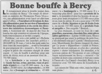 Bonne bouffe à Bercy - Canard enchaîné