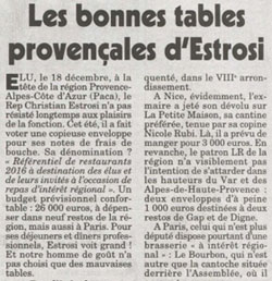 Les bonnes tables d'Estrosi - Canard enchainé