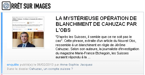 Cahuzac blanchi sur Arret sur images