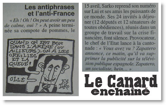 Le Canard Enchaîné - Sarkozy et Zapatero