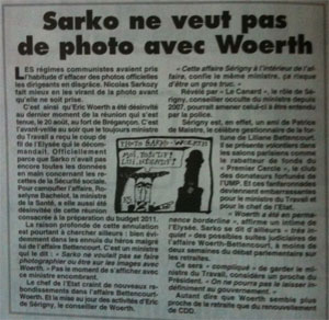 Sarko ne veut pas de photo avec Woerth