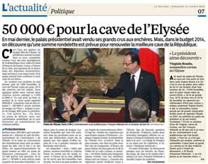 Cave à vin à l'Elysée (Le Parisien)