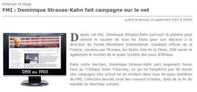 DSK fait campagne sur le net