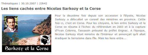 Dossier Sarkozy et la Corse