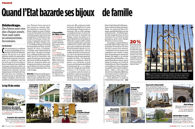 L'Etat bazarde les bijoux de famille (Le Point)