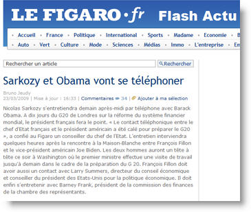 Flash actu Obama/Sarkozy