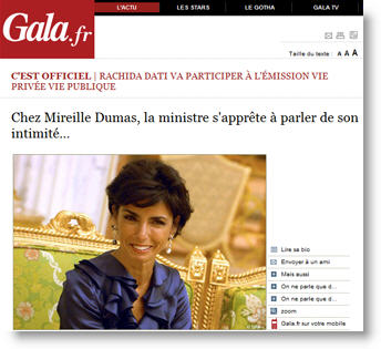 Rachida Dati chez Mireille Dumas
