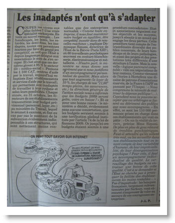 Les handicapés - Le Canard Enchaîné - avril 2009