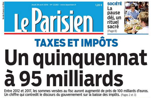 Hausse d'impôts dans Le Parisien