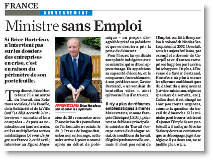 Hortefeux, ministre sans emploi - L'Express