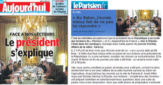 Interview de Sarkozy au Parisien