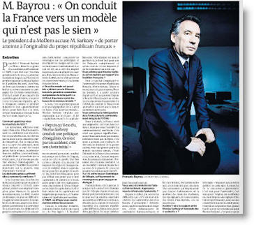 Le Monde - Bayrou et le modèle français