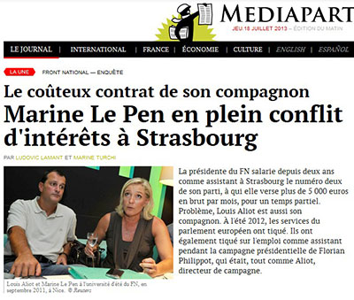 Le Pen, conflits d'intérêts, Mediapart
