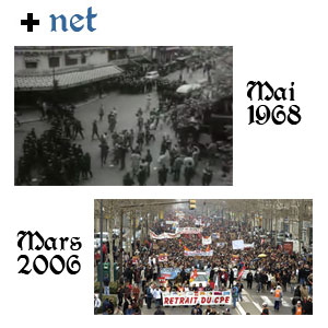 Images de Mai 1968 et de mars 2006