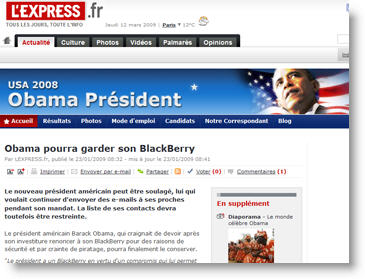 Obama et son blackberry