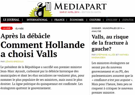 Mediapart du 1er avril 2014