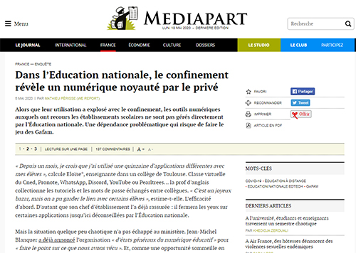 Mediapart Classe virtuelle Amazon