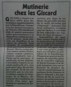 Mutinerie chez les Giscard