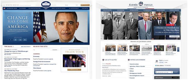 Les sites web d'Obama et Sarkozy