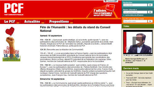 Le Parti Communiste sur le net