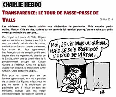 Patrimoine Valls - Charlie Hebdo