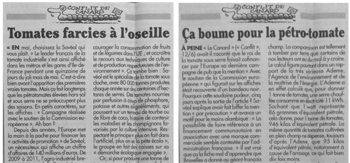 Les pétro tomates dans Le Canard enchaîné