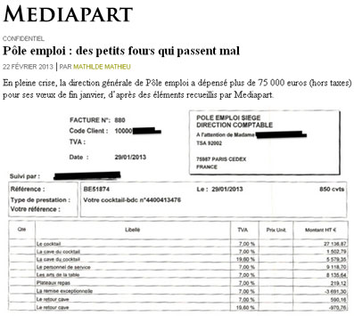 Pole emploi, facture de Mediapart