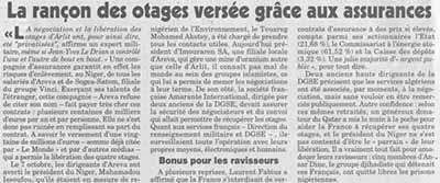 Rançon, otages, Canard enchaîné