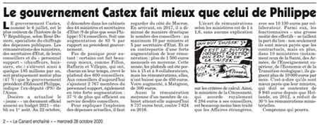 Salaire gouvernement Castex