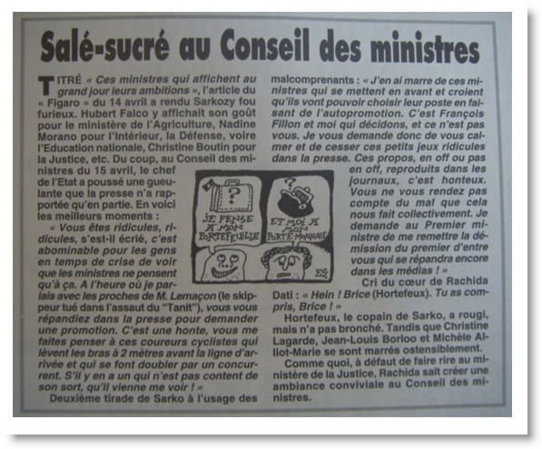 Le Canard Enchaîné - Salé sucré au Conseil des ministres