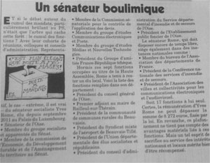 Sénateur boulimique, canard enchaîné