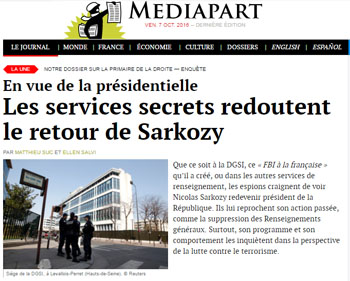 Services de renseignements Sarkozy Mediapart