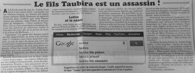 Taubira fils prison Canard enchaîné