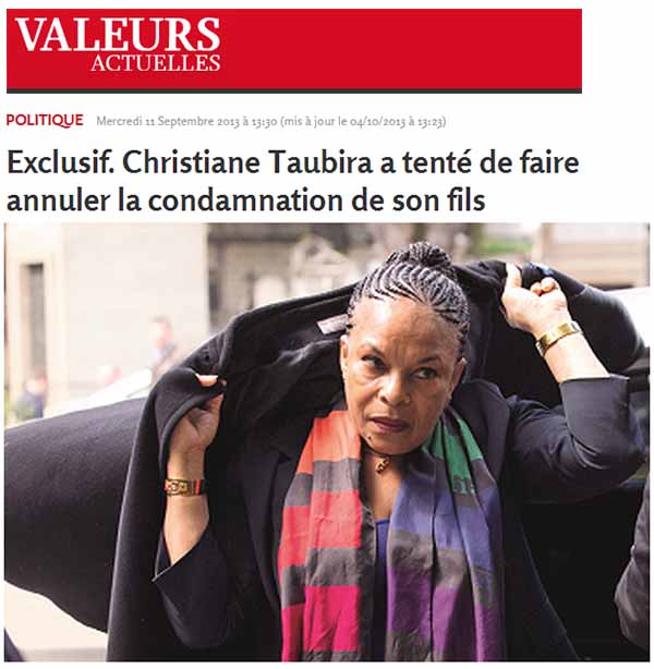 Taubira fils prison Valeurs actuelles