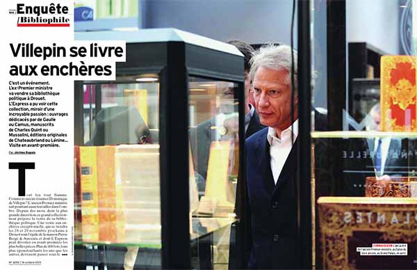 Villepin vend ses livres à Drouot