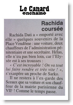 La voiture de Rachida Dati - Le Canard Enchaîné