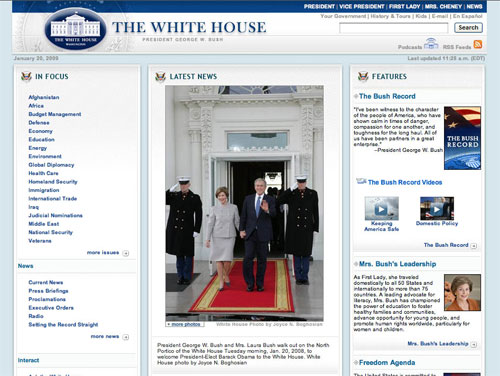 White house - Site web Bush