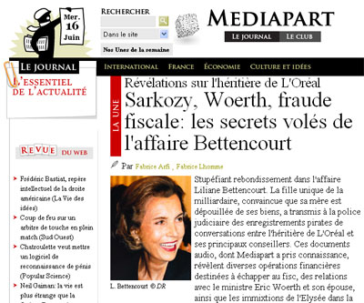 Woerth et l'affaire Bettencourt (Mediapart)