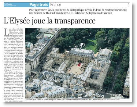 L'Elysée joue la transparence - Le Monde
